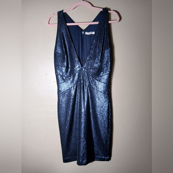 Halston Heritage Elegant Evening Blue Sequin Sleeveless Dress/gown. Size. 8 - Picture 1 of 8